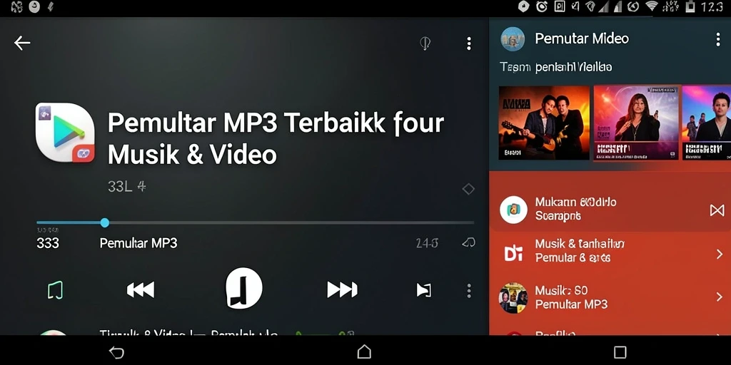 Antarmuka modern dan mudah digunakan dari aplikasi Pemutar MP3 33L.