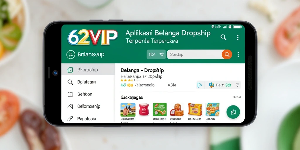 Tampilan antarmuka 62VIP untuk aplikasi Dropship yang ramah pengguna.