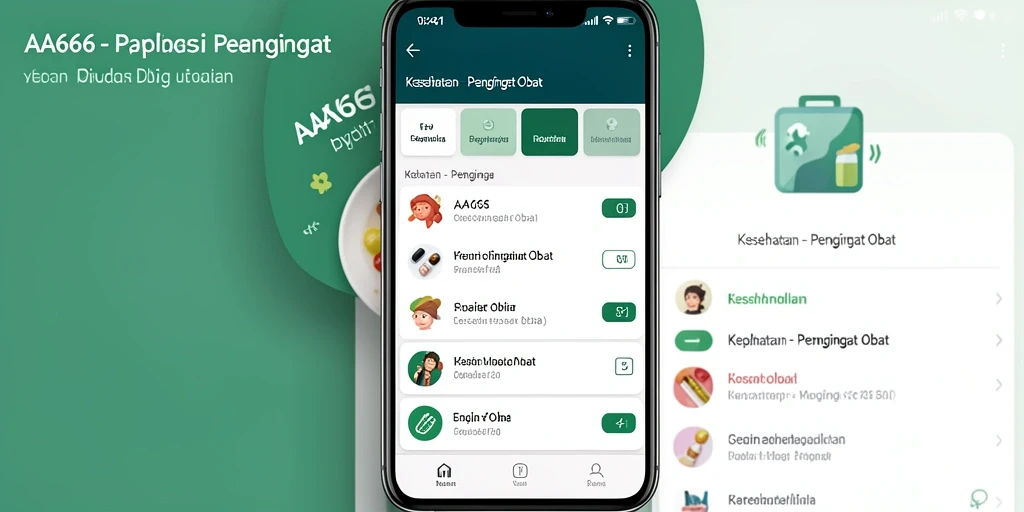 Tampilan antarmuka pengguna AA666 untuk pengingat obat yang jelas dan efektif.