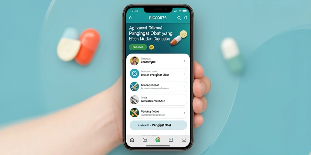 Tampilan antarmuka aplikasi Pengingat Obat BIGCOR78 yang sederhana dan fungsional.