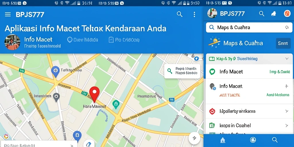 Tampilan antarmuka aplikasi BPJS777 menampilkan peta dan info macet terkini.
