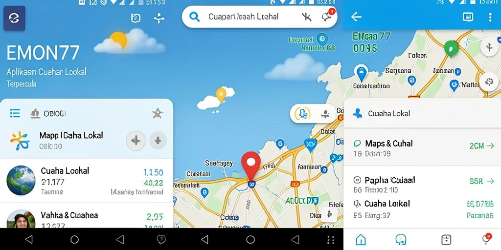 Tampilan antarmuka EMON77 menampilkan informasi cuaca dengan jelas dan informatif.