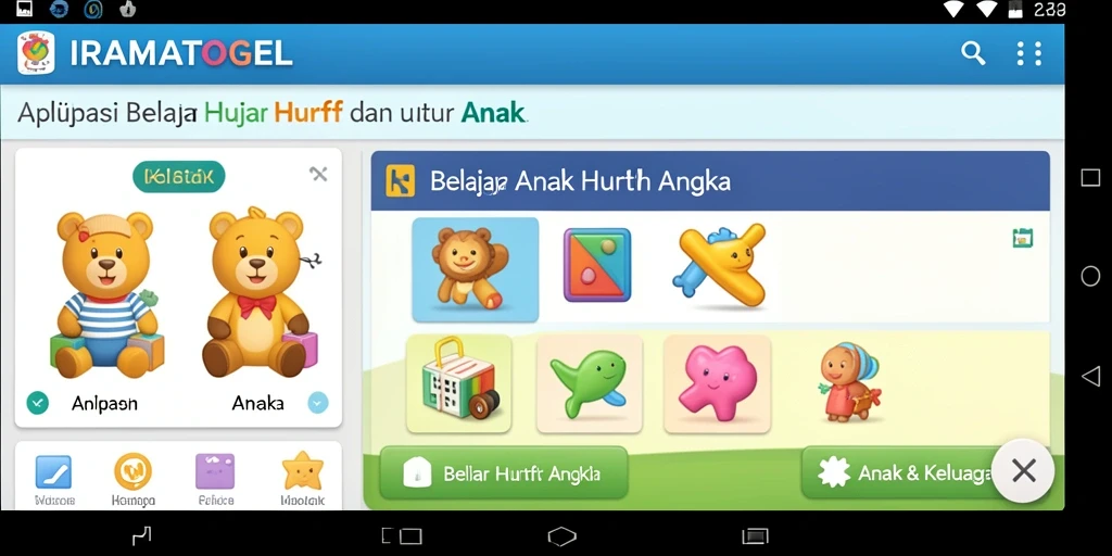 Tampilan antarmuka aplikasi IRAMATOGEL yang edukatif dan menarik.
