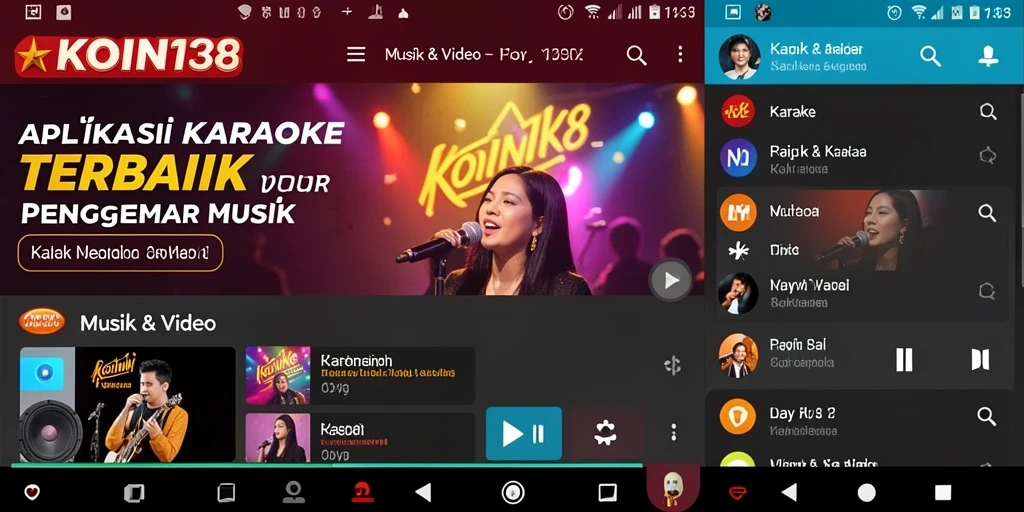 Tampilan antarmuka KOIN138 saat digunakan untuk karaoke.