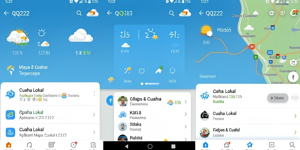 Antarmuka QQ222 dengan fitur Cuaca Lokal yang mudah digunakan.