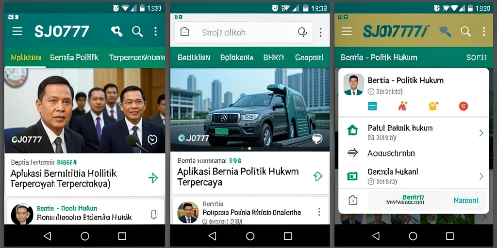 Tampilan antarmuka SJO777 fokus pada berita politik dan hukum.