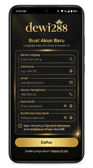 Panduan Registrasi Akun Baru dewi288 untuk Android