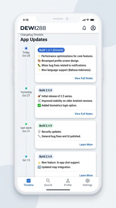 Riwayat Versi Terbaru aplikasi dewi288 untuk Android